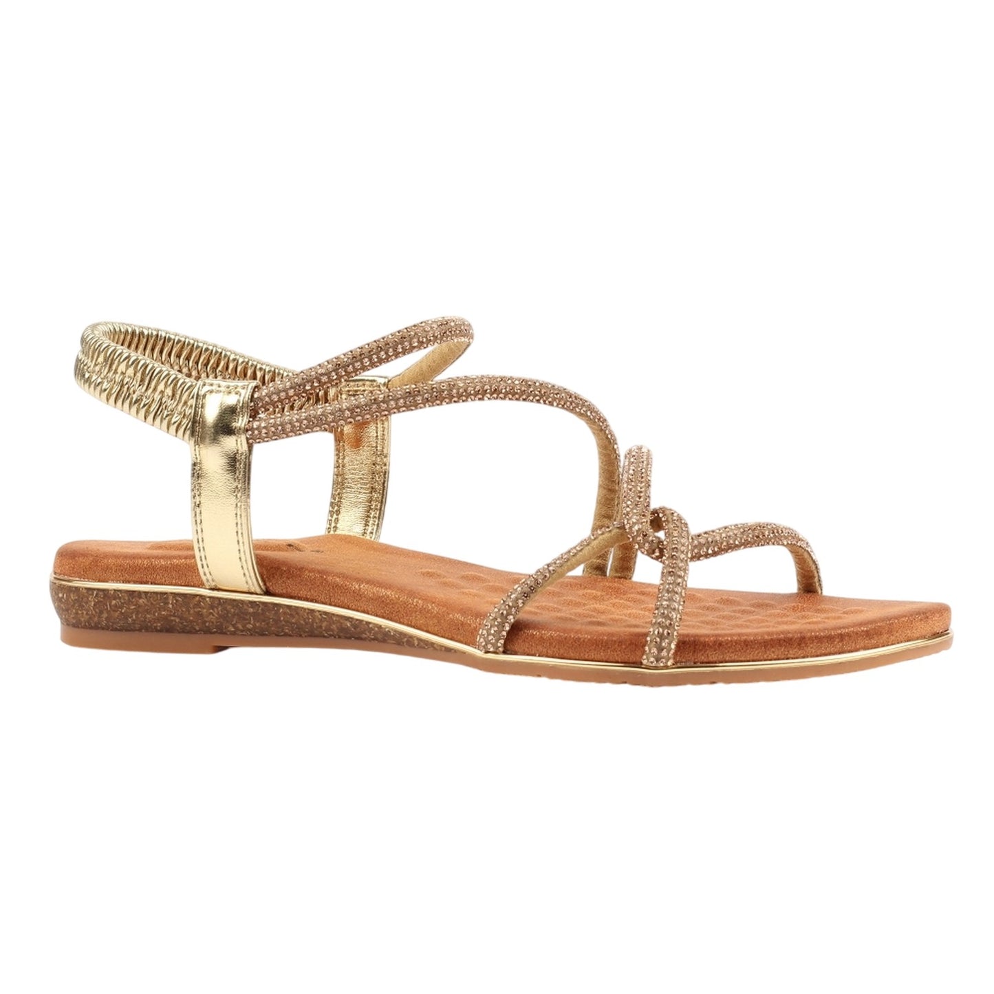 Gold - Front - Lunar Womens-Ladies Brinley Sandals