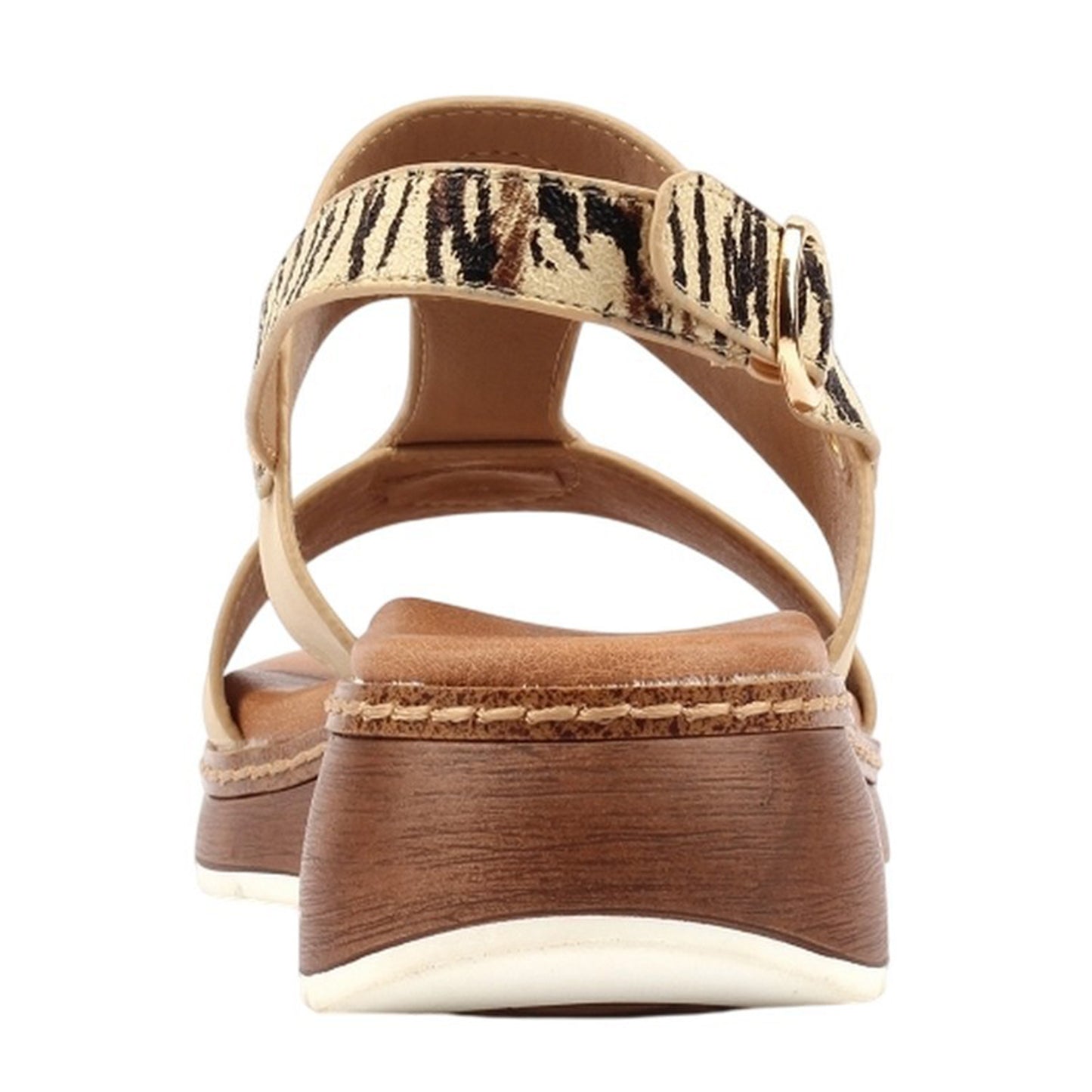 Beige - Back - Lunar Womens-Ladies Georgia Wedge