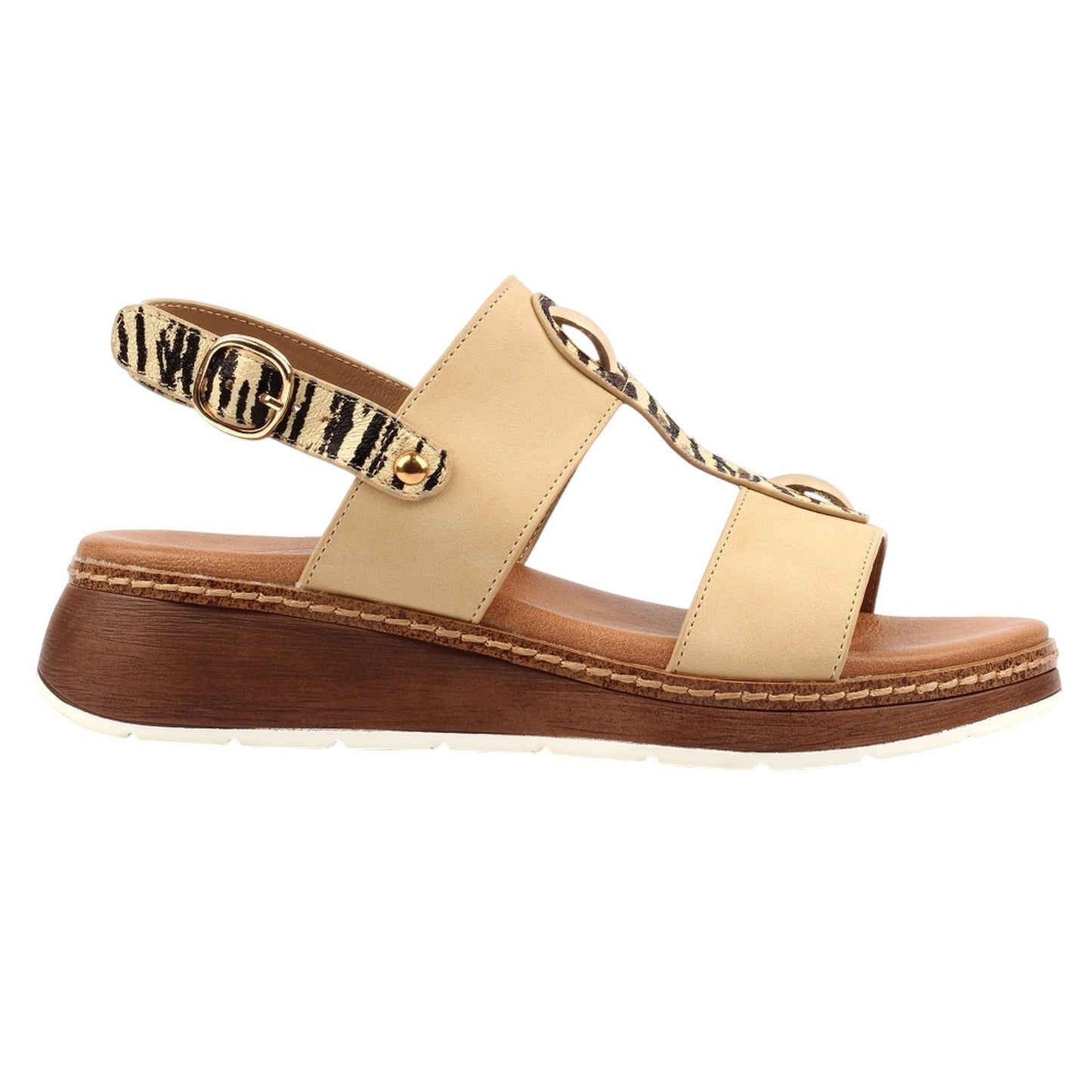Beige - Side - Lunar Womens-Ladies Georgia Wedge
