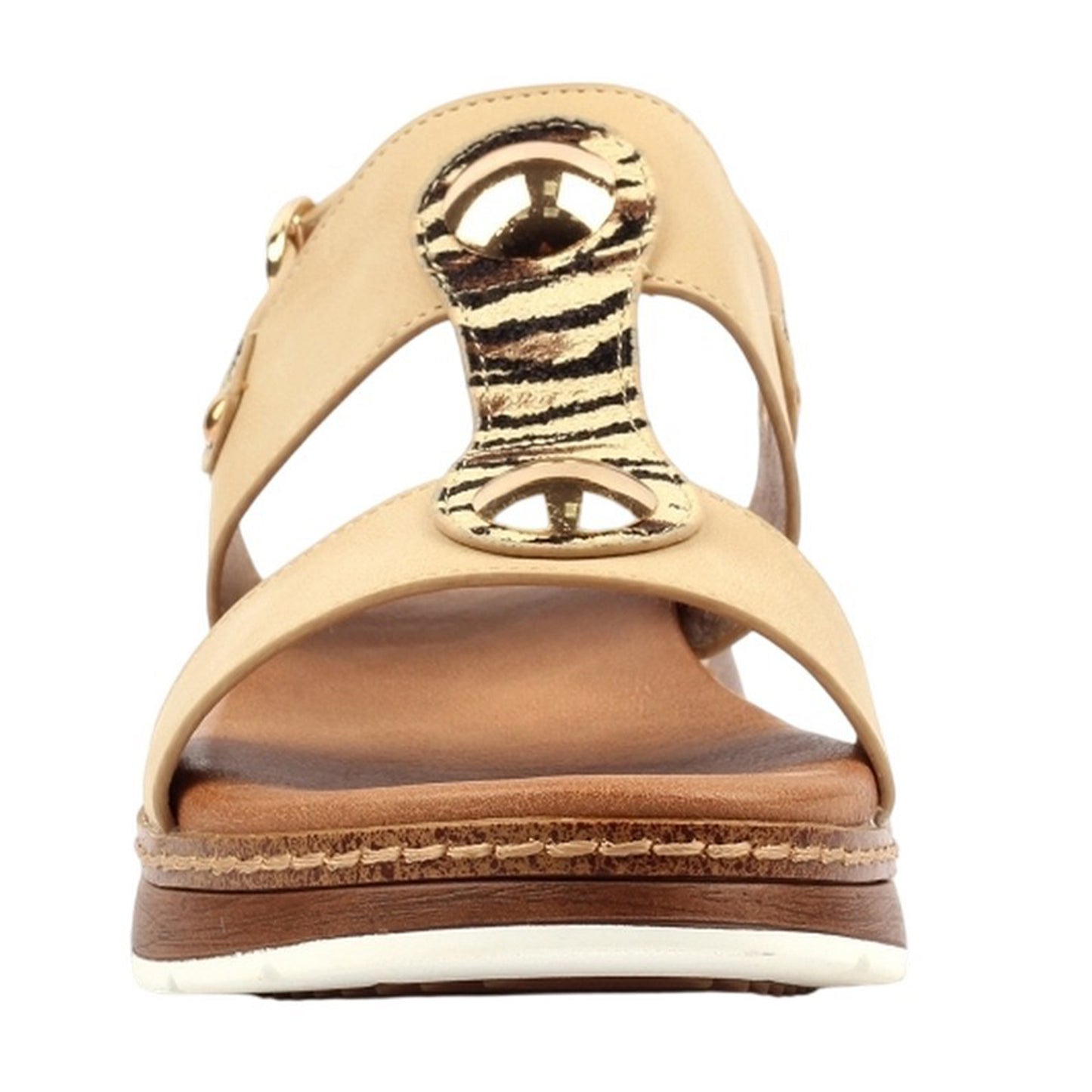 Beige - Pack Shot - Lunar Womens-Ladies Georgia Wedge