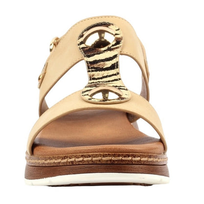 Beige - Pack Shot - Lunar Womens-Ladies Georgia Wedge