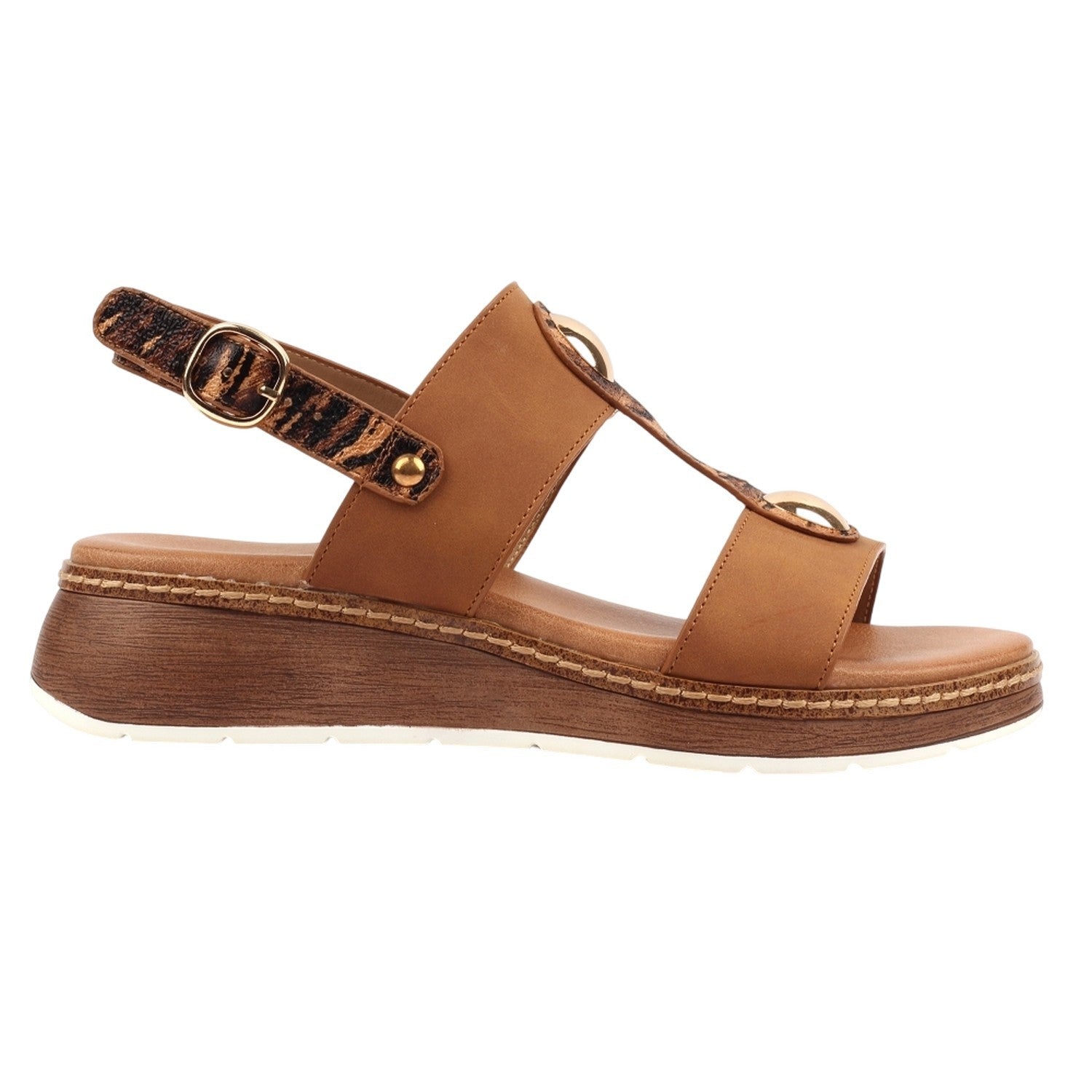 Tan - Side - Lunar Womens-Ladies Georgia Wedge