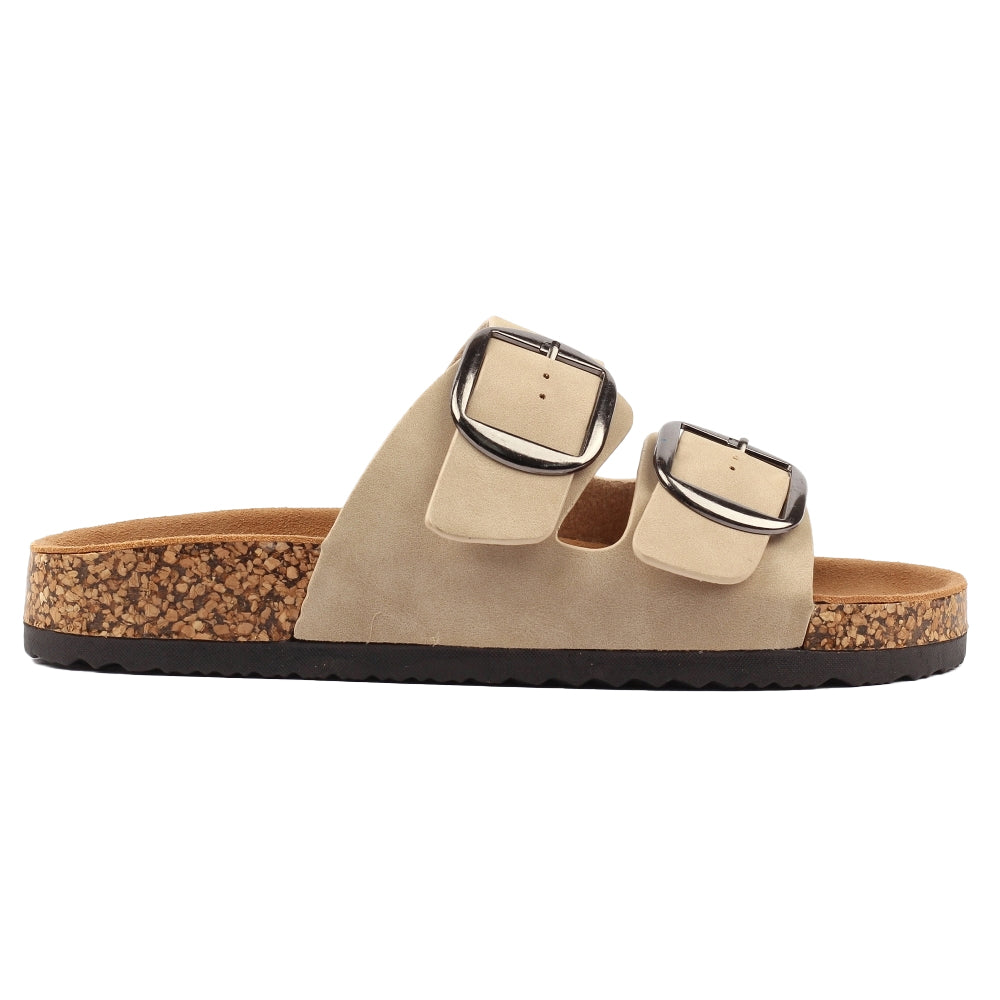 Beige - Side - Lunar Womens-Ladies Rondo Leather Sandals