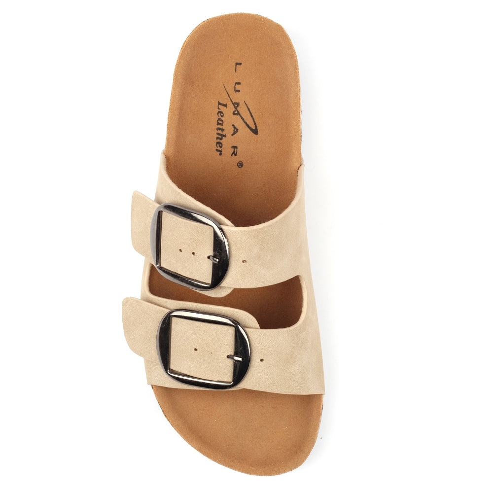 Beige - Lifestyle - Lunar Womens-Ladies Rondo Leather Sandals