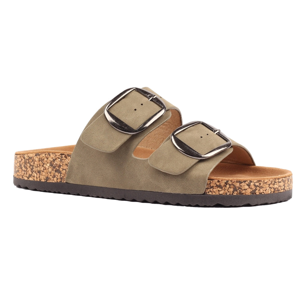 Green - Front - Lunar Womens-Ladies Rondo Leather Sandals
