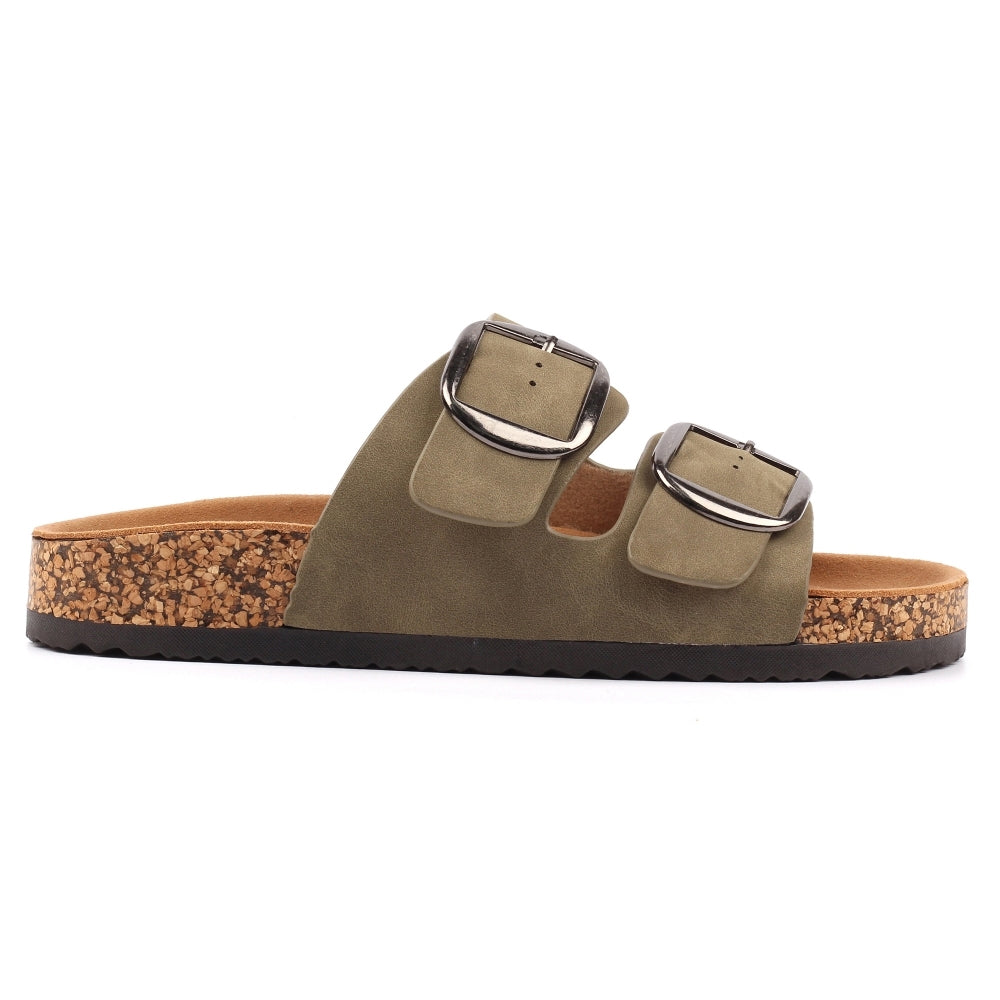 Green - Side - Lunar Womens-Ladies Rondo Leather Sandals