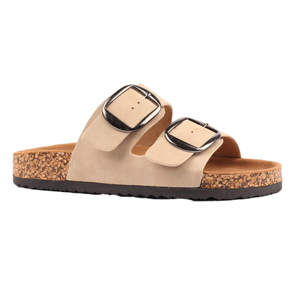 Beige - Front - Lunar Womens-Ladies Rondo Leather Sandals