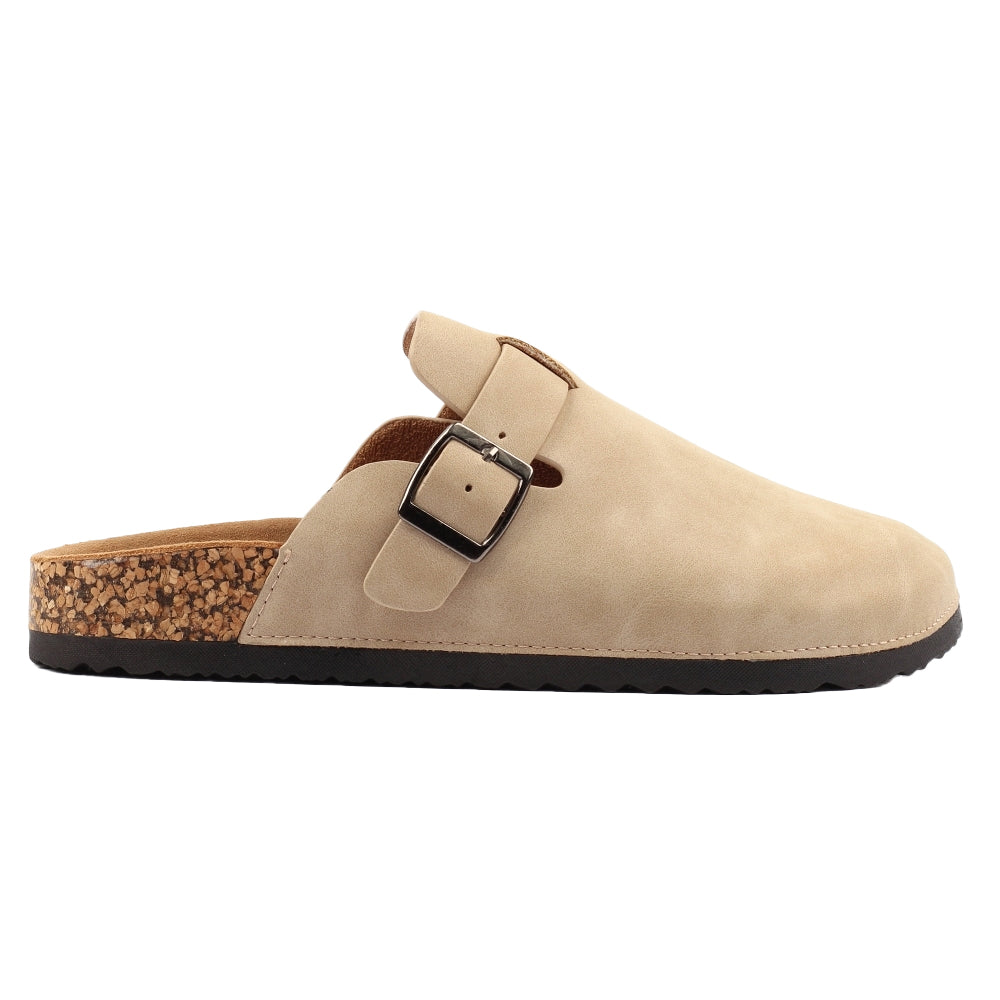Beige - Side - Lunar Womens-Ladies Veluna Leather Sandals