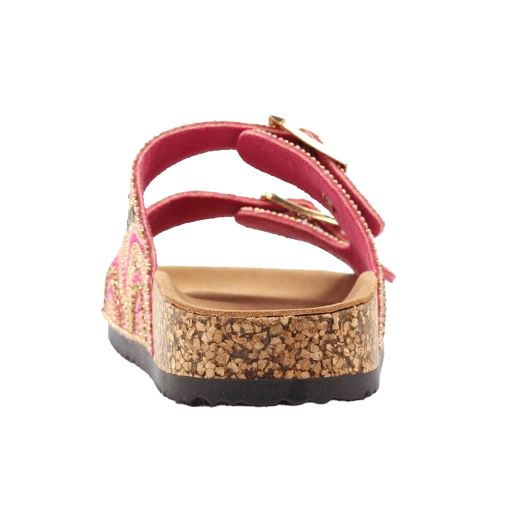 Pink - Back - Lunar Womens-Ladies Skyrise Leather Sandals