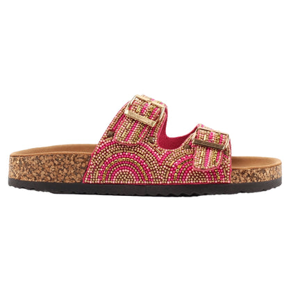 Pink - Side - Lunar Womens-Ladies Skyrise Leather Sandals