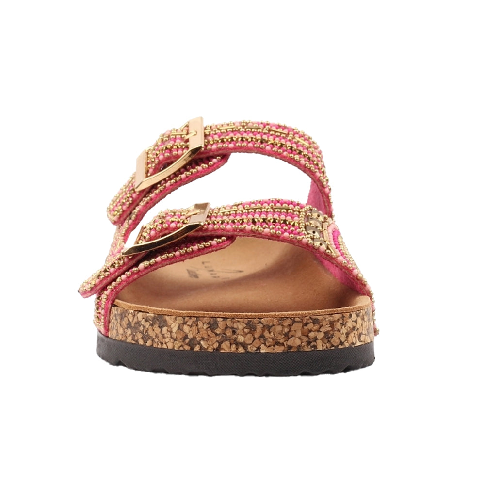 Pink - Pack Shot - Lunar Womens-Ladies Skyrise Leather Sandals