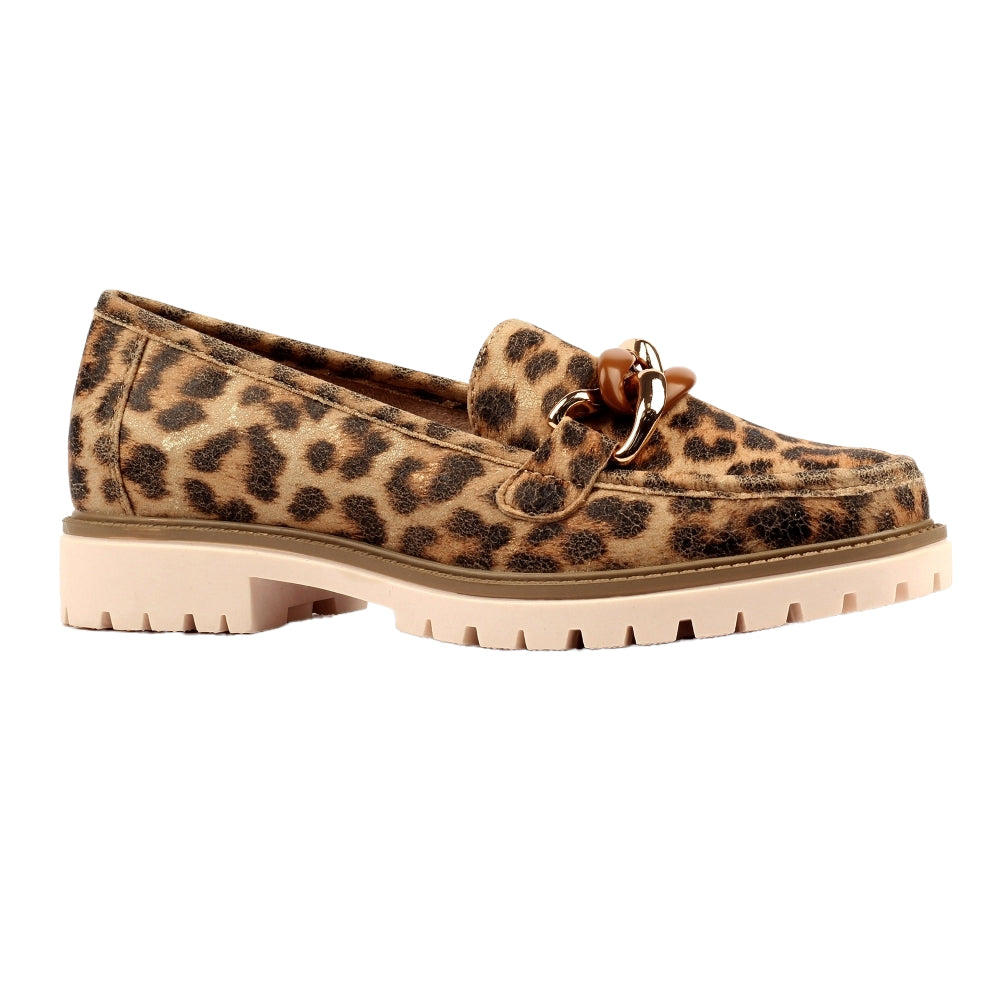 Ocelot - Front - Lunar Womens-Ladies Selma Leopard Print Loafers