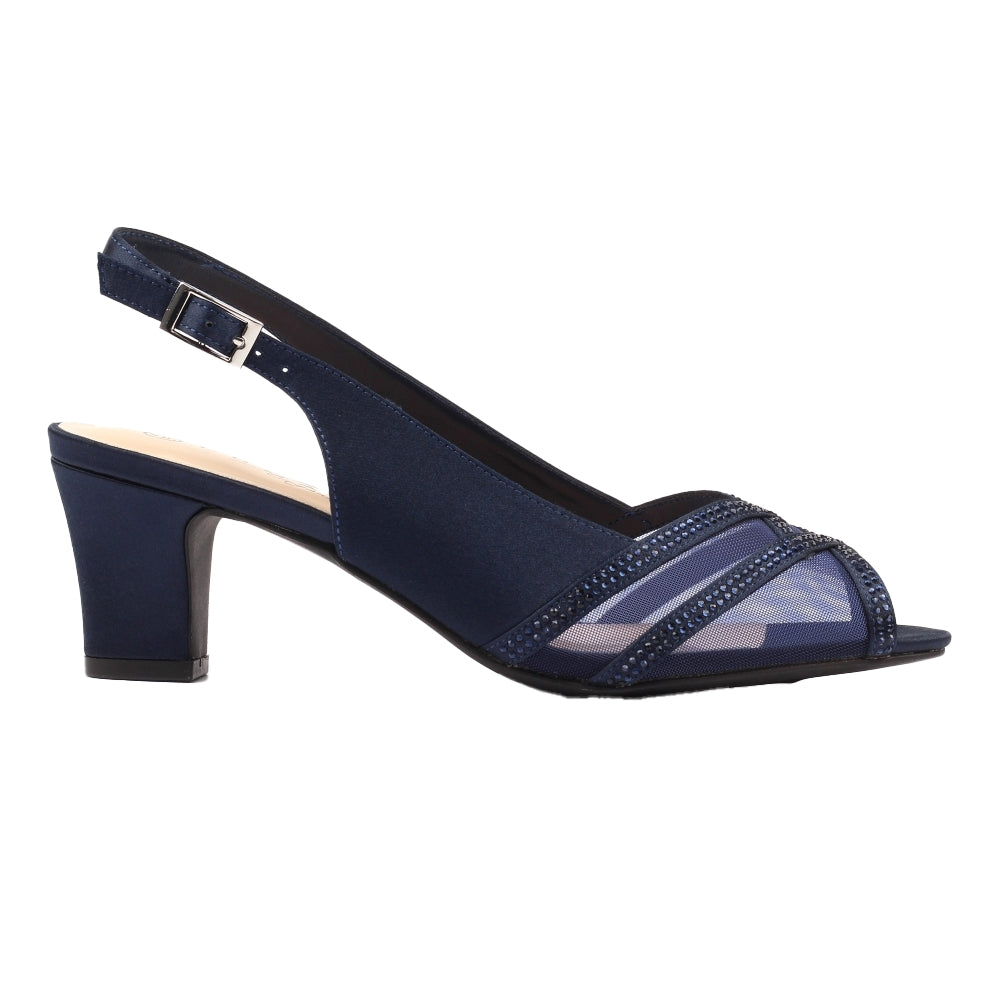Navy - Side - Lunar Womens-Ladies Priscilla Sandals