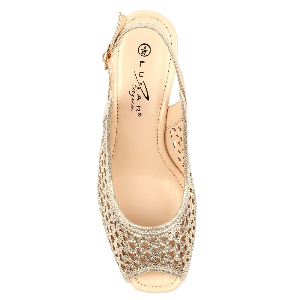 Gold - Lifestyle - Lunar Womens-Ladies Ramona Wedge Sandals