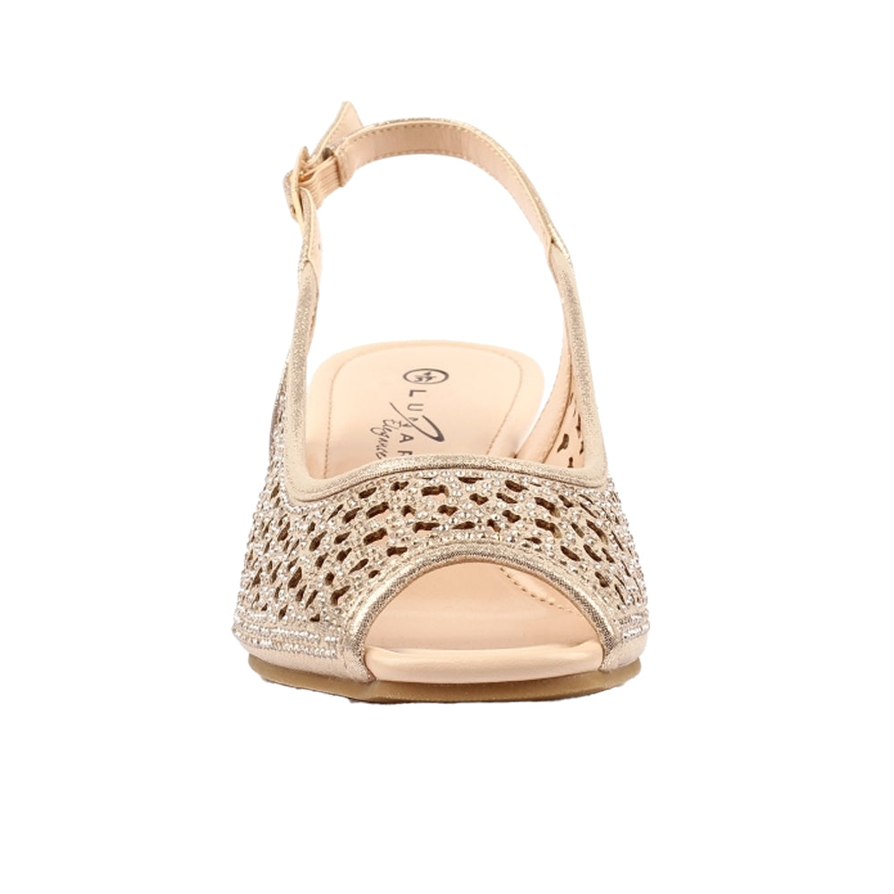 Gold - Pack Shot - Lunar Womens-Ladies Ramona Wedge Sandals