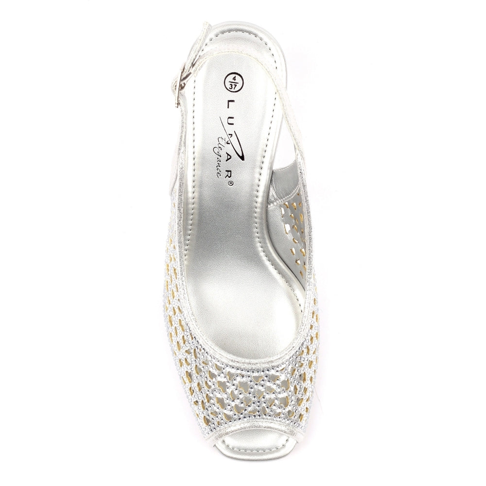 Silver - Lifestyle - Lunar Womens-Ladies Ramona Wedge Sandals