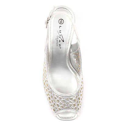 Silver - Lifestyle - Lunar Womens-Ladies Ramona Wedge Sandals
