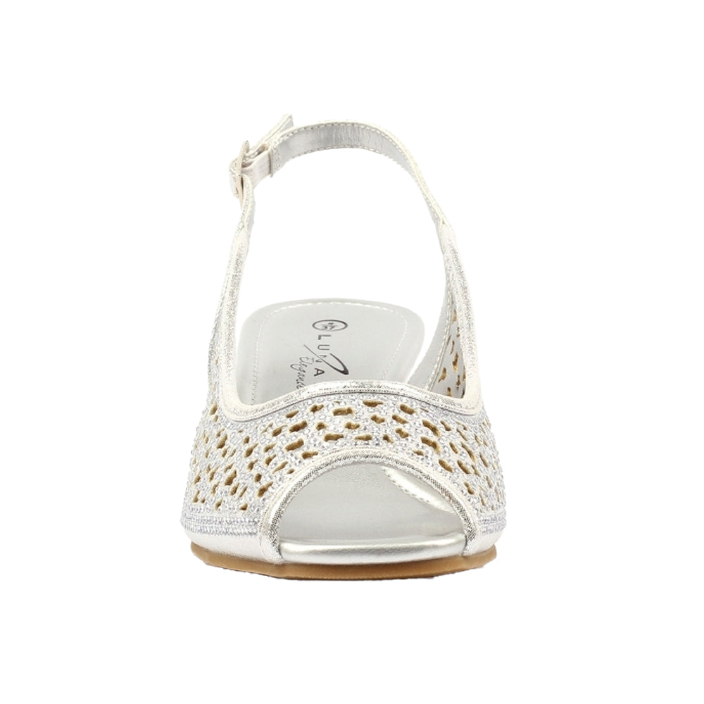 Silver - Pack Shot - Lunar Womens-Ladies Ramona Wedge Sandals