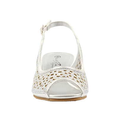 Silver - Pack Shot - Lunar Womens-Ladies Ramona Wedge Sandals