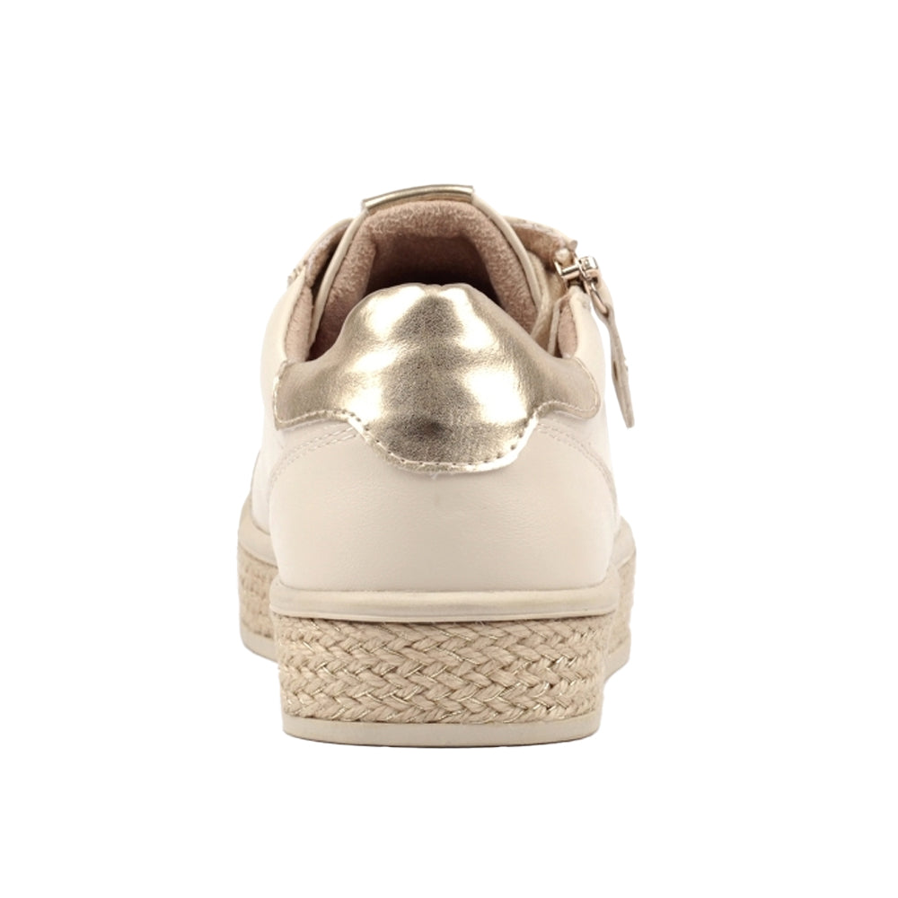Beige - Back - Lunar Womens-Ladies Hallie Faux Leather Trainers