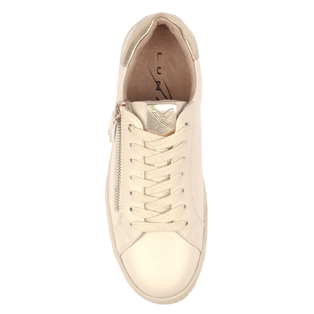 Beige - Lifestyle - Lunar Womens-Ladies Hallie Faux Leather Trainers
