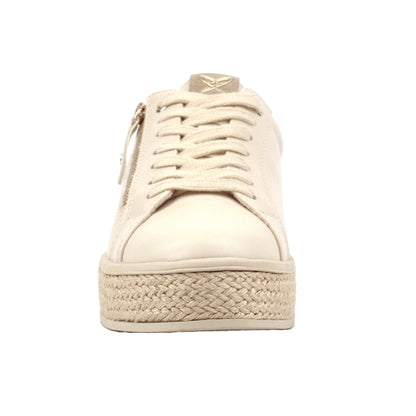 Beige - Pack Shot - Lunar Womens-Ladies Hallie Faux Leather Trainers