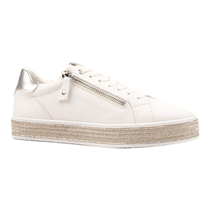 White - Front - Lunar Womens-Ladies Hallie Faux Leather Trainers