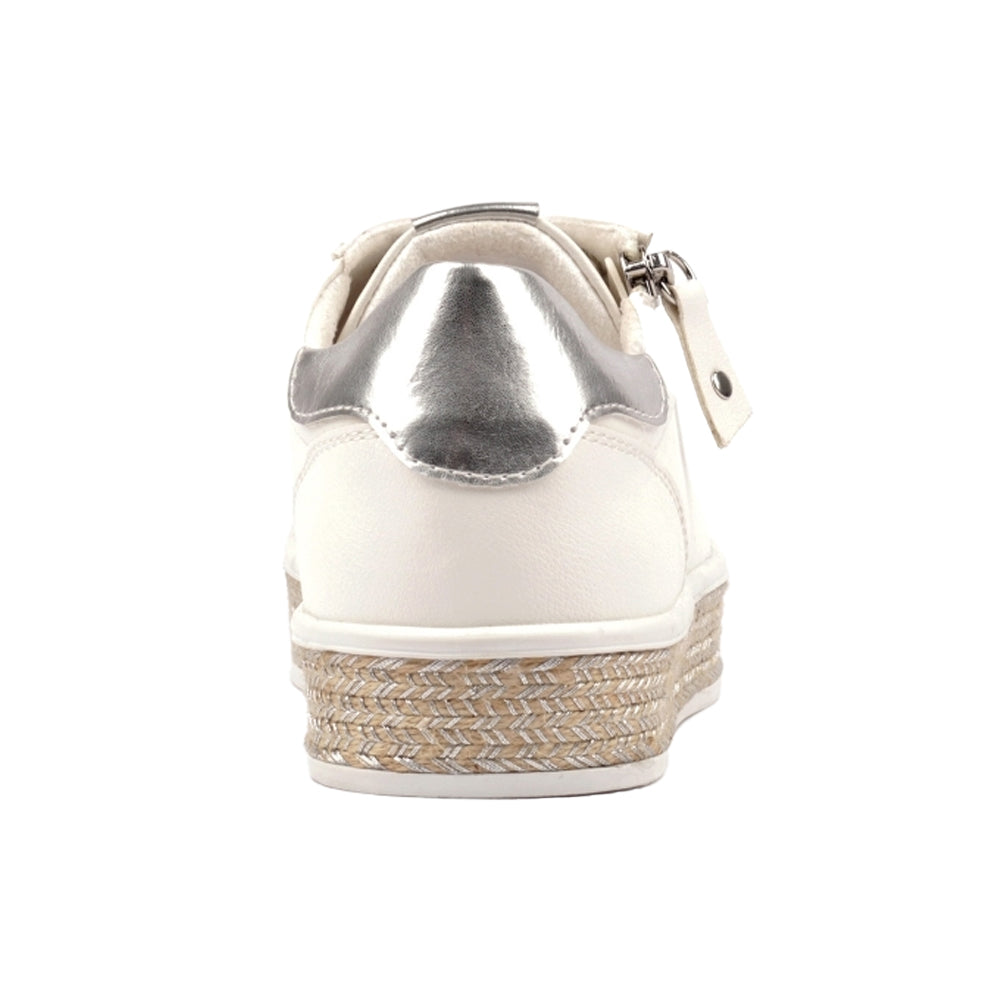White - Back - Lunar Womens-Ladies Hallie Faux Leather Trainers