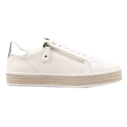 White - Side - Lunar Womens-Ladies Hallie Faux Leather Trainers