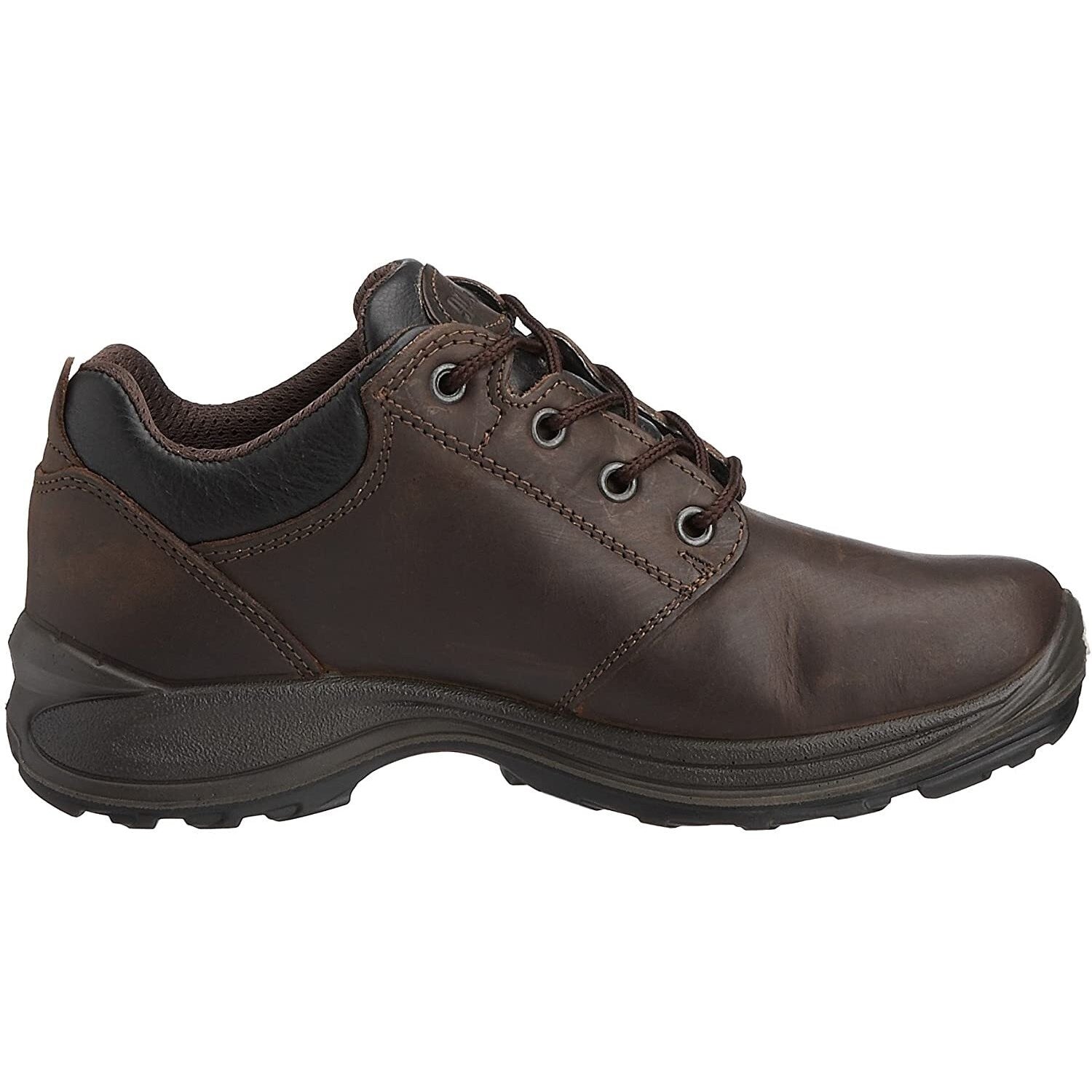 Brown - Back - Grisport Childrens-Kids Exmoor Waxy Leather Walking Shoes
