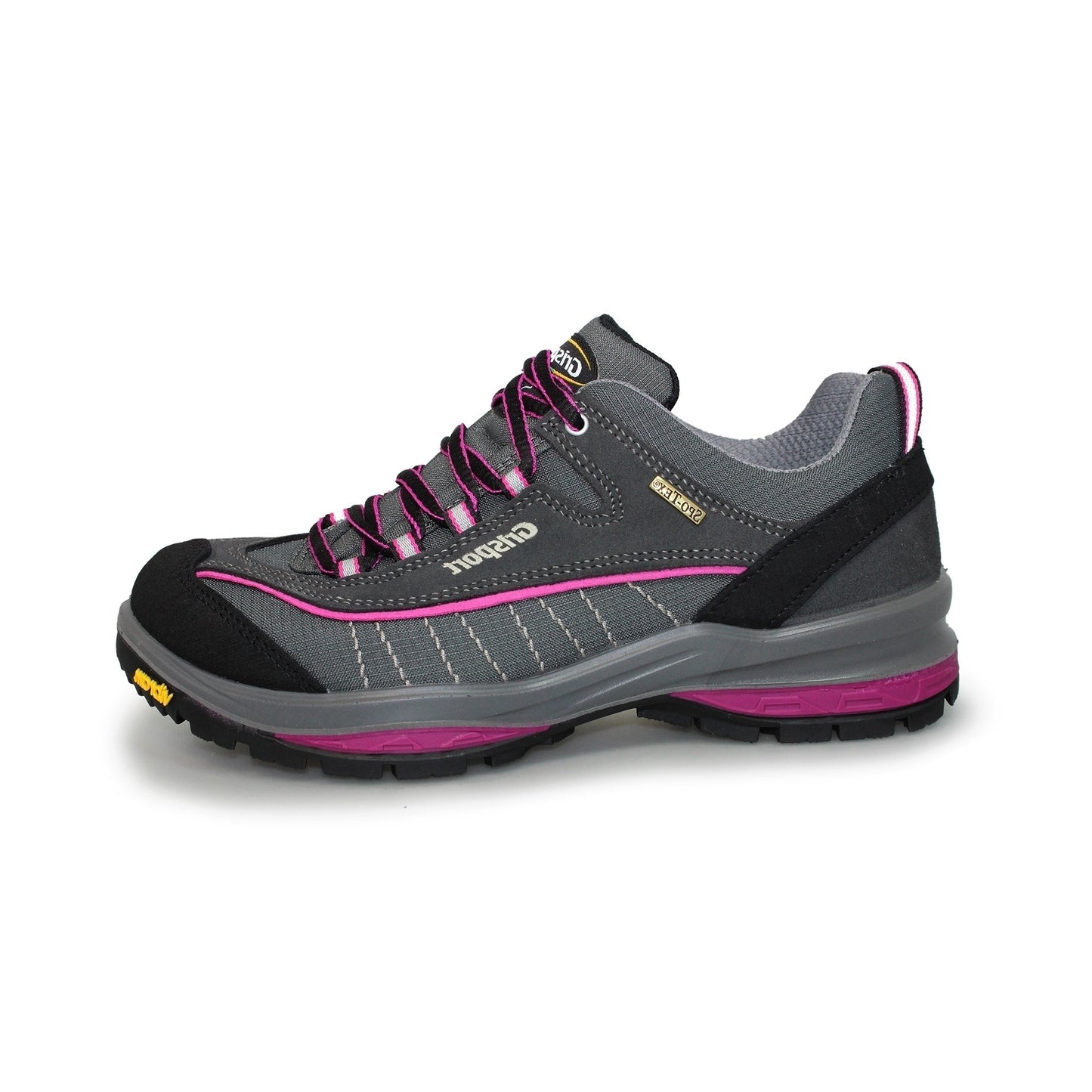 Grey-Pink - Side - Grisport Womens-Ladies Nova Suede Walking Shoes