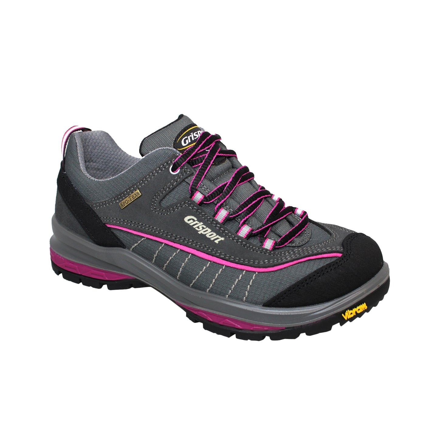 Grey-Pink - Front - Grisport Womens-Ladies Nova Suede Walking Shoes