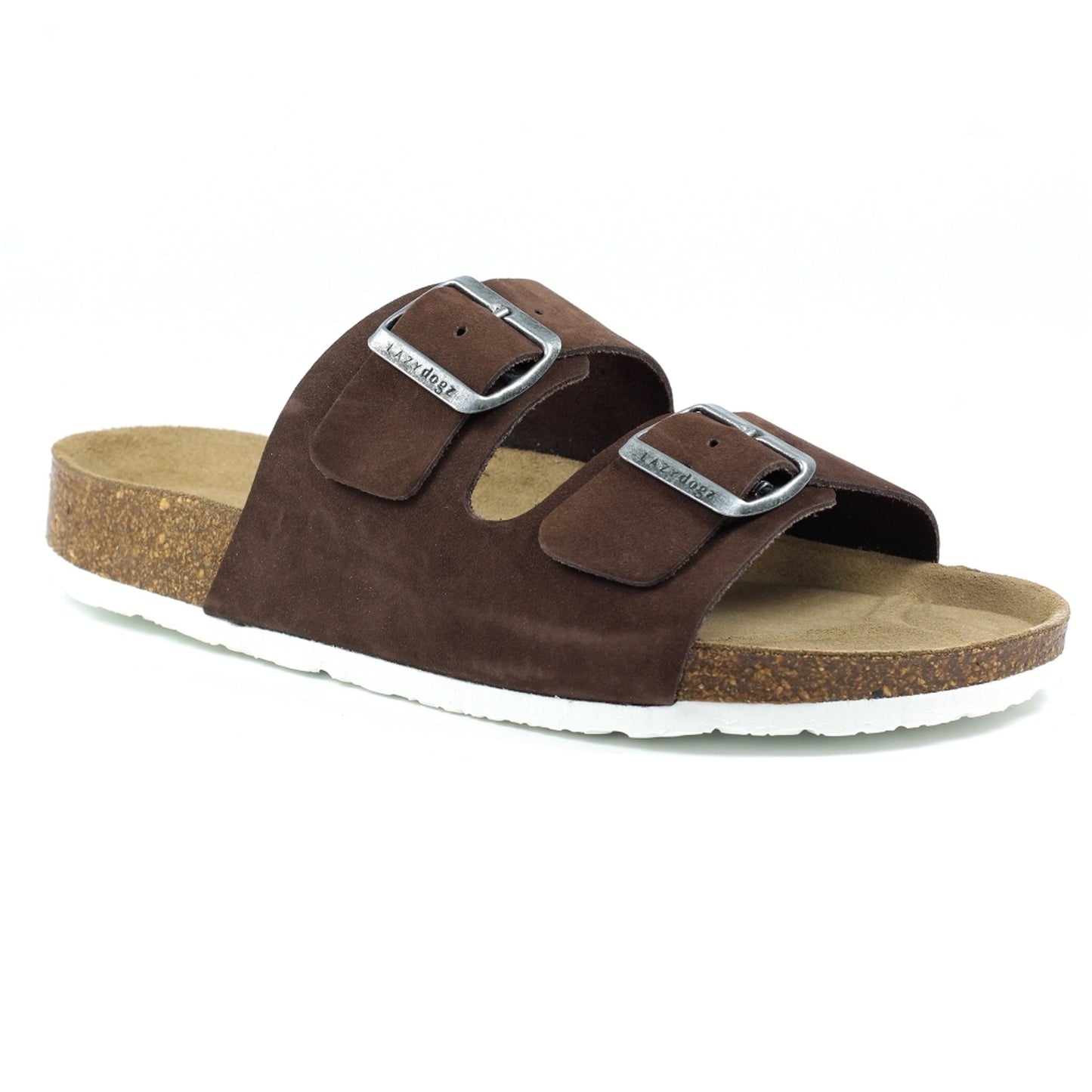 Dark Brown - Front - Lazy Dogz Womens-Ladies Roco Suede Sandals