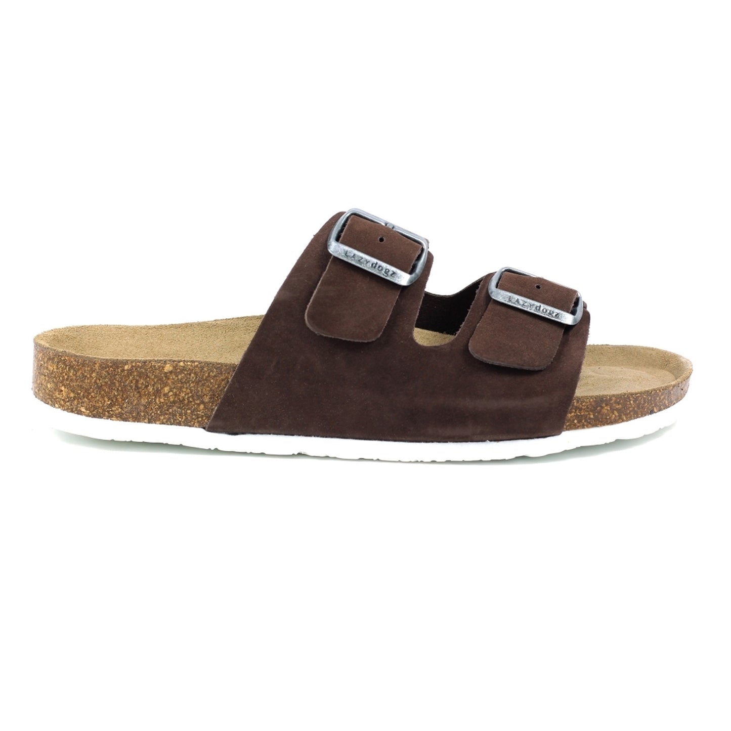Dark Brown - Back - Lazy Dogz Womens-Ladies Roco Suede Sandals