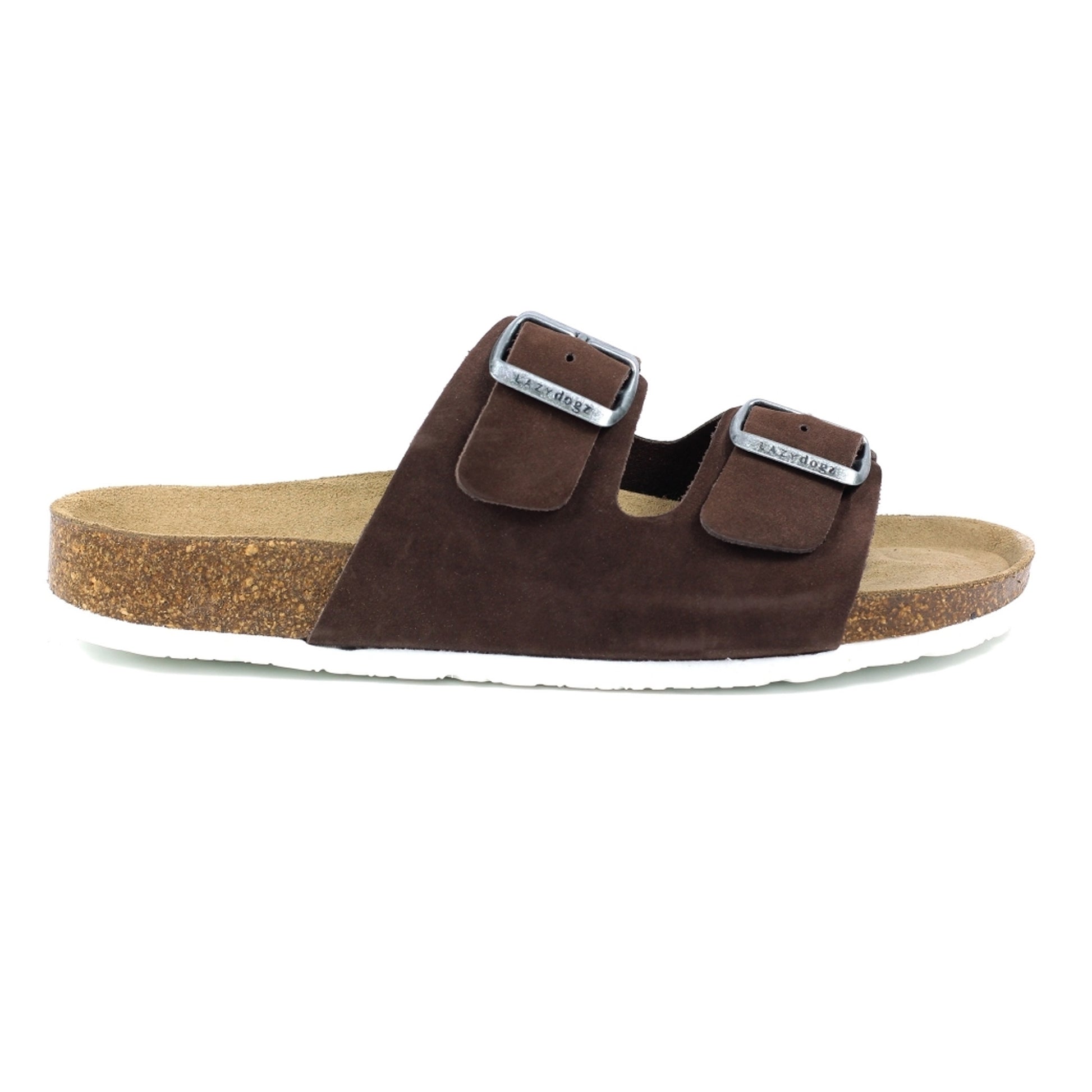 Dark Brown - Back - Lazy Dogz Womens-Ladies Roco Suede Sandals