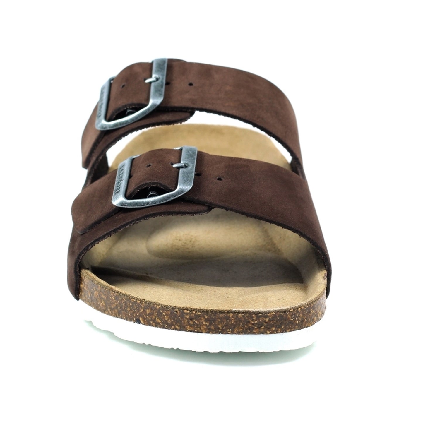 Dark Brown - Side - Lazy Dogz Womens-Ladies Roco Suede Sandals