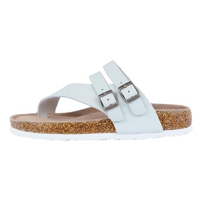 Grey - Side - Lazy Dogz Womens-Ladies Rebel Suede Sandals