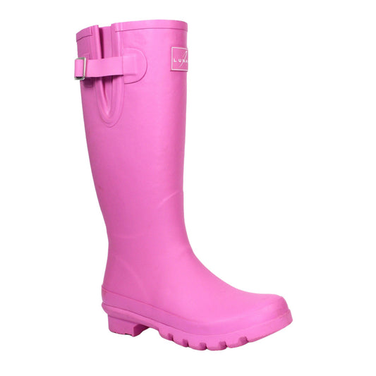 Pink - Front - Lunar Womens-Ladies Largo Rubber Wellington Boots