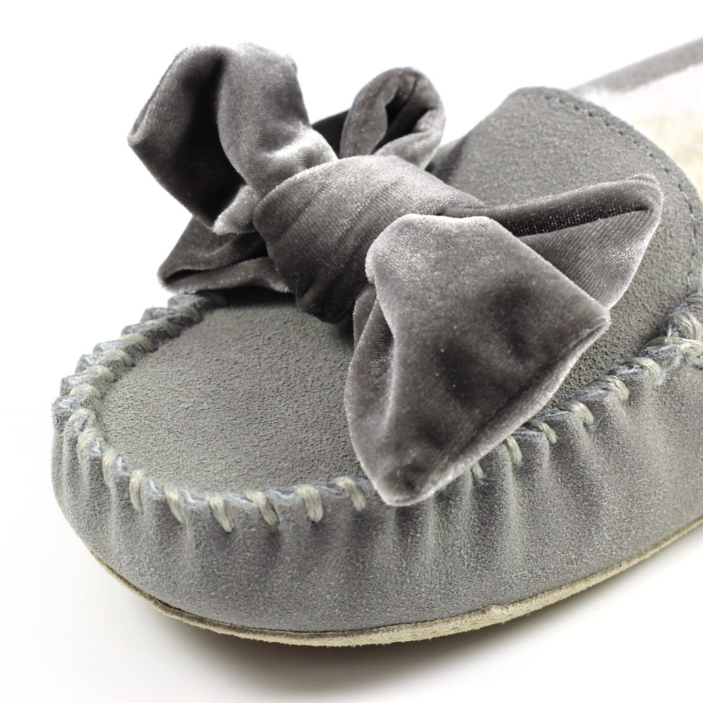Grey - Pack Shot - Lazy Dogz Womens-Ladies Suede Slippers