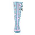 Teal - Side - Lazy Dogz Womens-Ladies Cookie Paw Print Wellington Boots