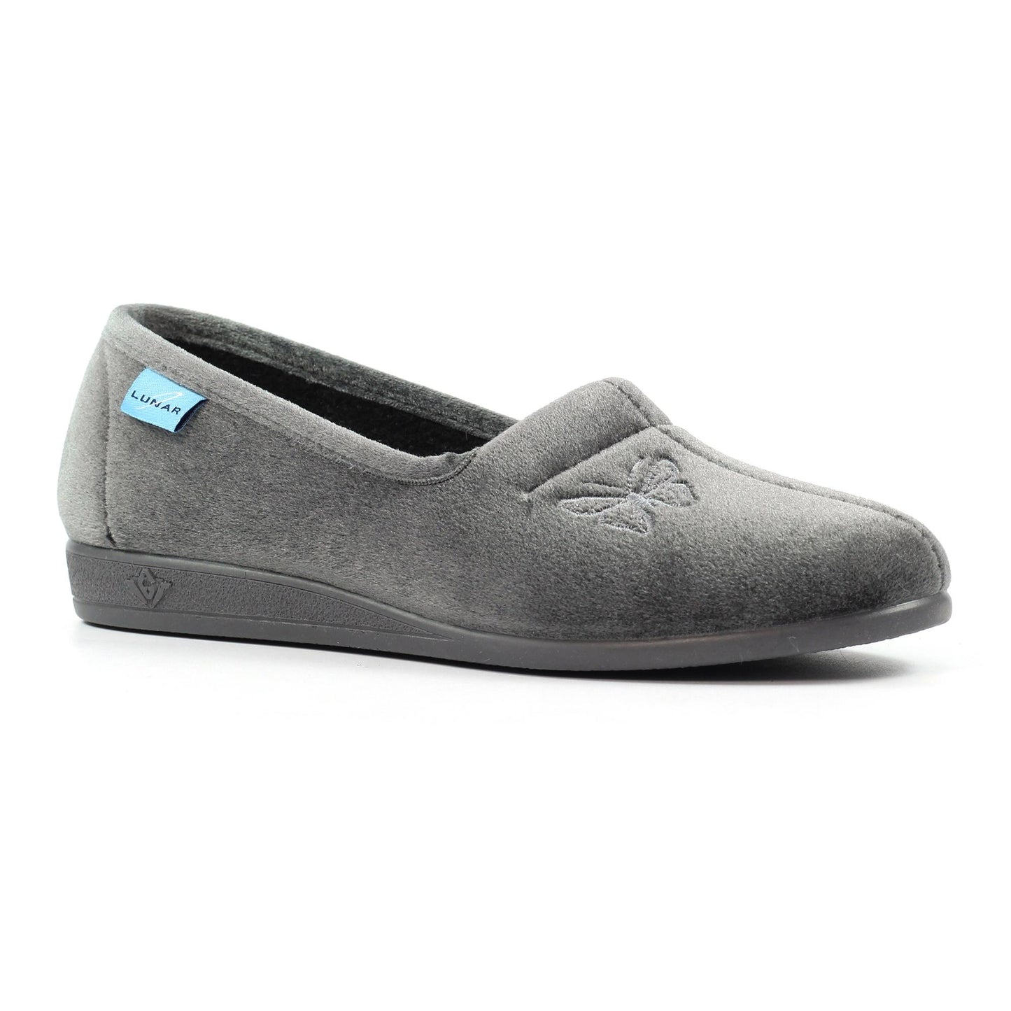 Grey - Front - Lunar Womens-Ladies Butterfly Slippers