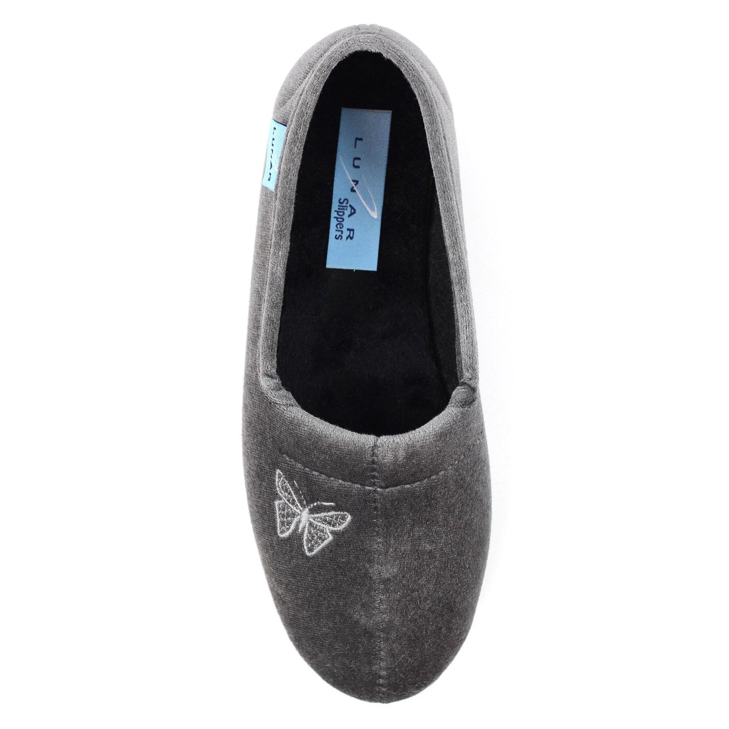 Grey - Pack Shot - Lunar Womens-Ladies Butterfly Slippers