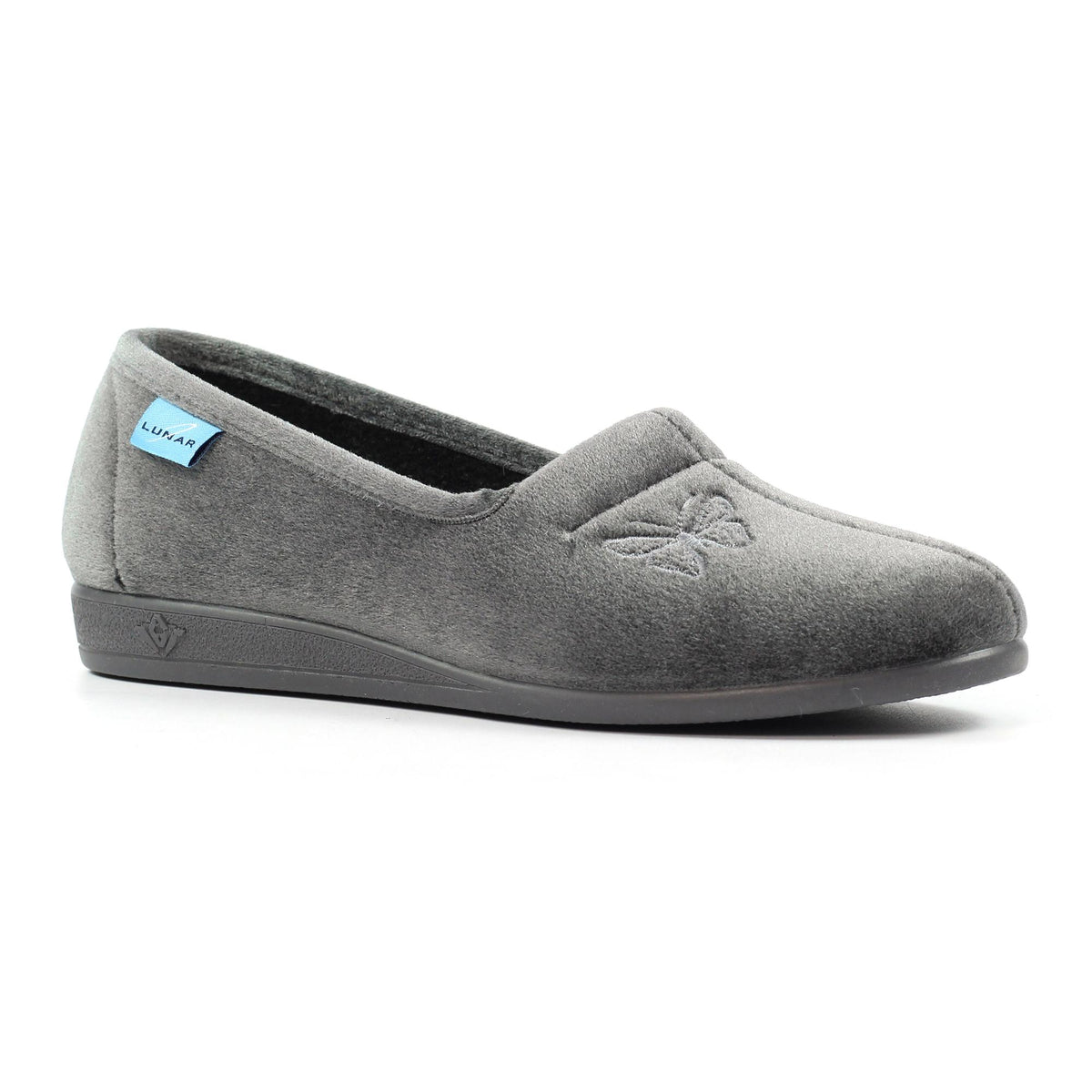 Grey - Front - Lunar Womens-Ladies Butterfly Slippers