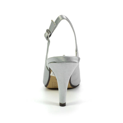 Grey - Back - Lunar Womens-Ladies Sabrina Corsage Court Shoes