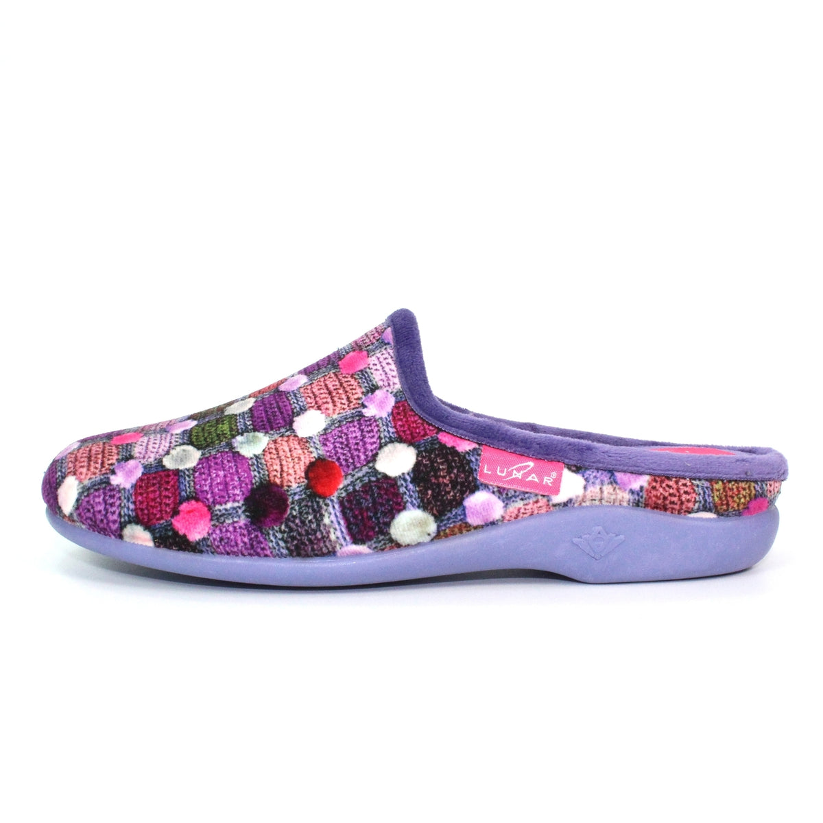 Purple - Side - Lunar Womens-Ladies Crackle Slippers