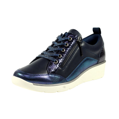 Navy - Side - Lunar Womens-Ladies Kiley Trainers