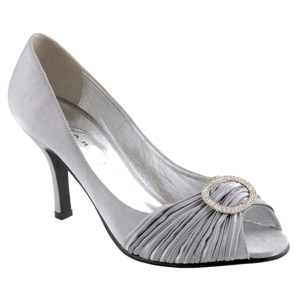 Light Grey - Front - Lunar Womens-Ladies Sienna Diamante Court Shoes
