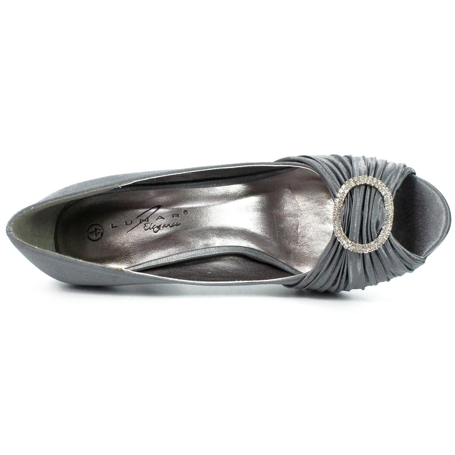 Dark Grey - Pack Shot - Lunar Womens-Ladies Sienna Diamante Court Shoes