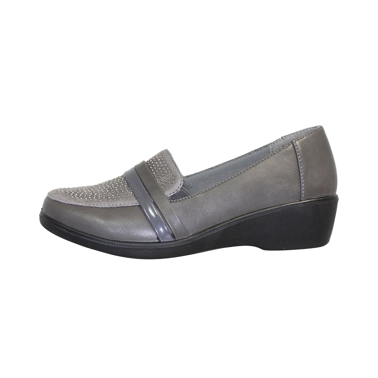 Grey - Side - Lunar Womens-Ladies Esther Casual Shoes