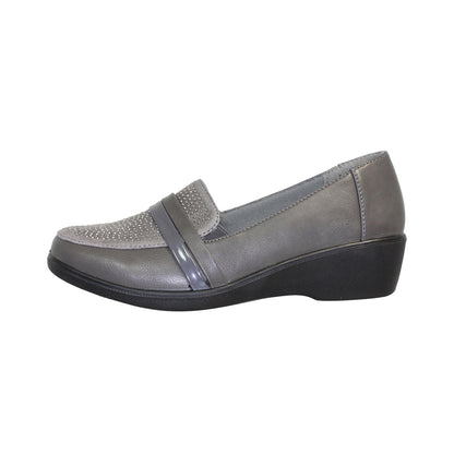 Grey - Side - Lunar Womens-Ladies Esther Casual Shoes